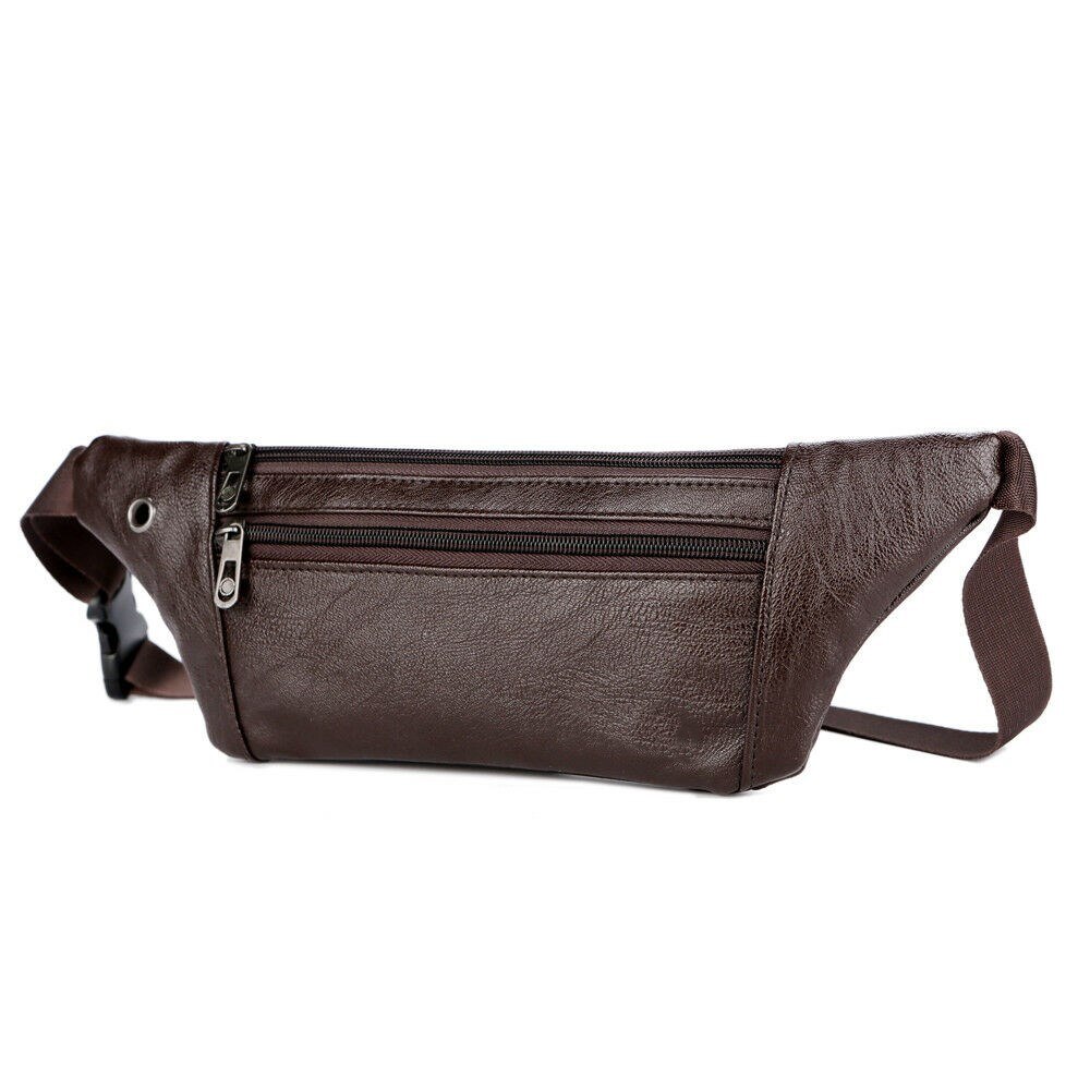 Fanny Pack Männer Neue Streetwear Leder Einfarbig Mini Taille Gürtel Taschen Geldbörse Hüfte Kleine Travel Pouch Marsupio Uomo heuptas: Brown