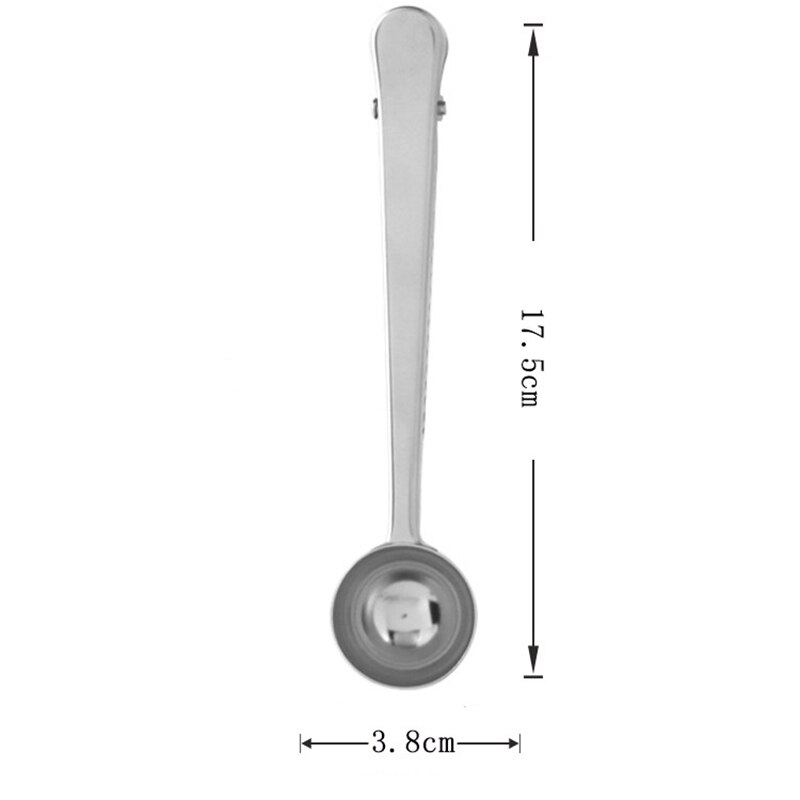 Cuchara de café 2 en 1 con Clip para bolsa, cuchara de café molida de acero inoxidable multifunción con Clip de sello para bolsa