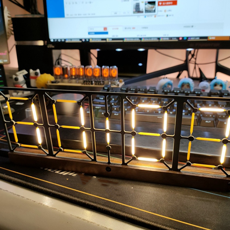 DIY Glow Light Analog Tube Clock Retro LED Color Discoloration Clock Home Digital Hollow Clock