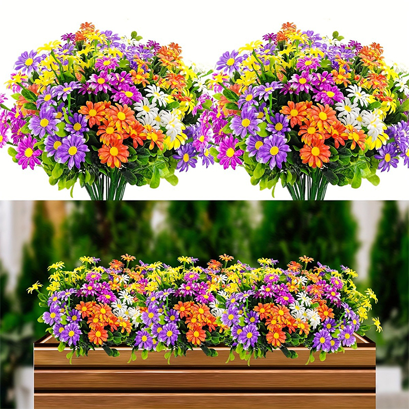 Flores Artificiais, Resistente UV, Plantas Plásticas Rápidas Coloridas, Casa, Casamento, Janelas, Decoração ao ar livre, DIY, 33cm
