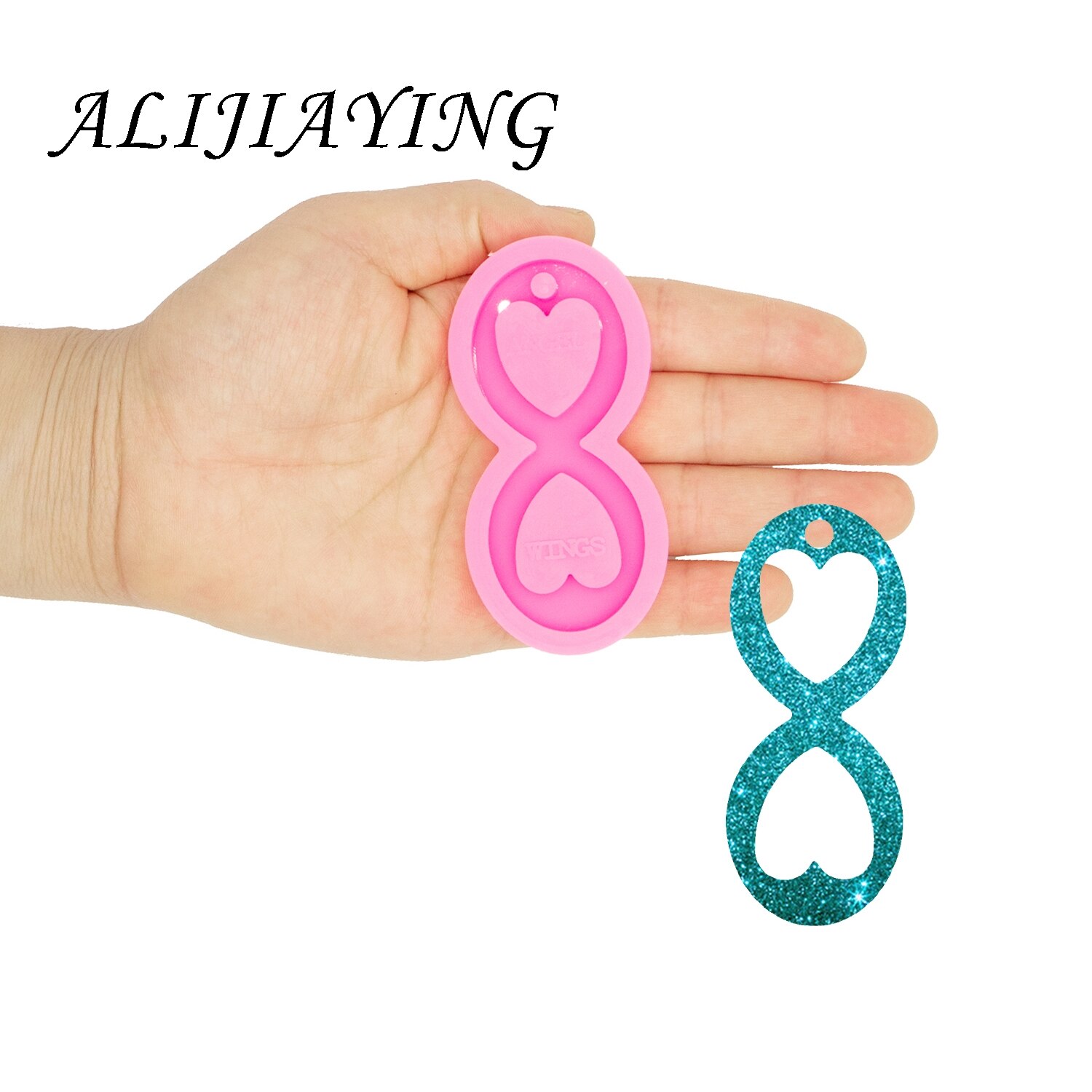 Harpiks epoxy nøglering form skinnende infinity hjerte og pote håndværk diy vedhæng til halskæde smykker silikone form  dy0397: Dy0530 lyserøde