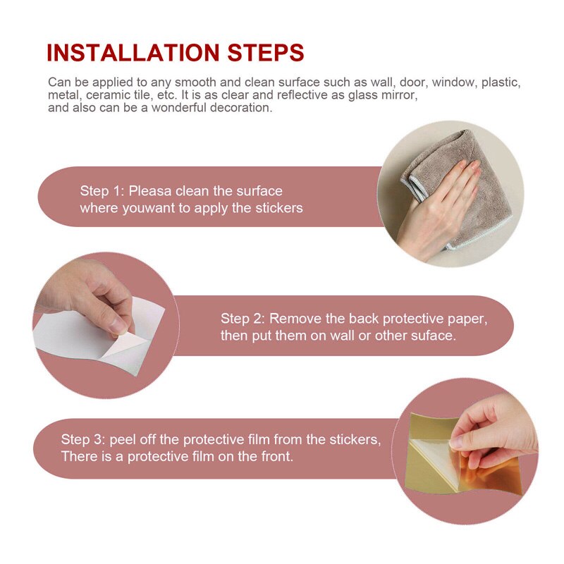 6pcs Wave Shape Mirror Wall Stickers Removable DIY 3D Art Mural Decor mirror bedroom Bath Room Home Decoration