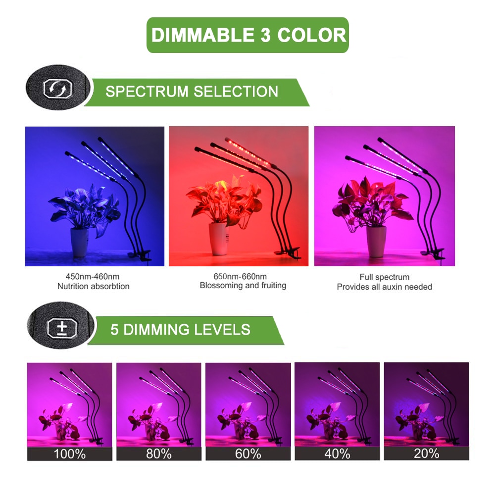 USB Grow Light Timer 18W 27W Phyto Lamp For Plants Lights For Plants Garden Flowers Succulent Cactus Growth Indoor Plants Grow