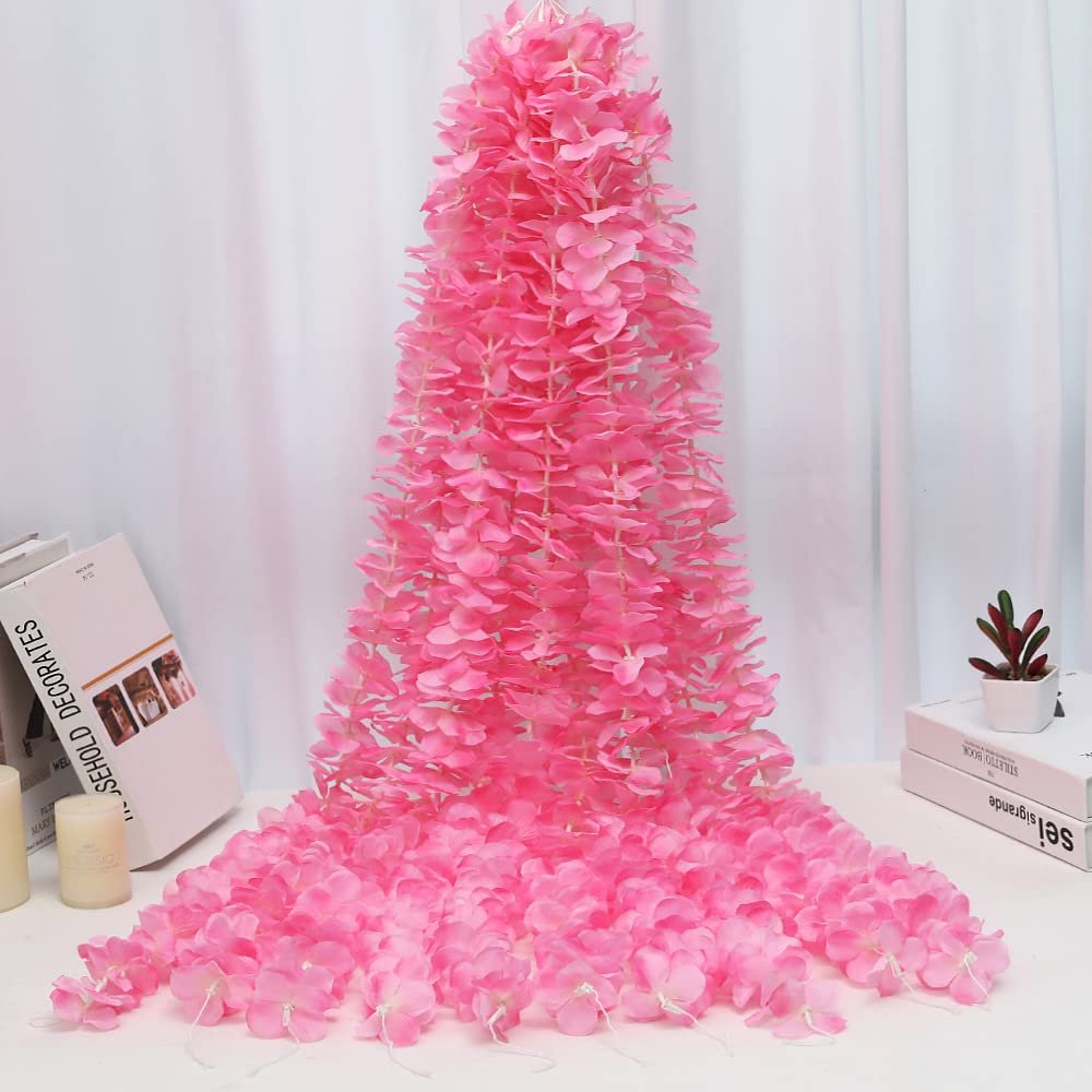 10 STKS Kunstmatige Blauweregen Bloemen Wijnstok 29 Inch Lange Tailing Zijden Bloem Snaren voor Muur Opknoping Bruiloft Boog Party Home Decor: Deep Pink
