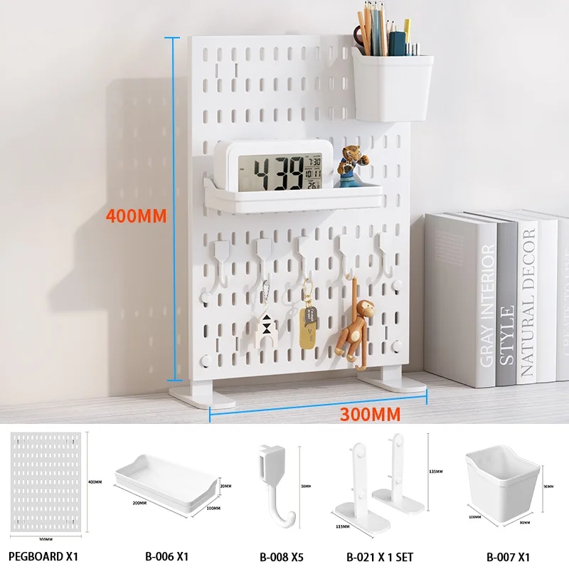 A desk - top storage pegboard for office stationery. Multiple accessories allow for freely - combined vertical display racks.