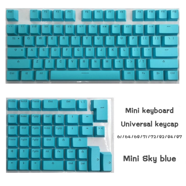 Eagiacme PBT Tastenkappen Für Mini Mechanische Tastatur Anzug Für 61/64/68/71/82/84 Layout Tastatur Mit Transparent RGB Buchstaben: Sky Blue