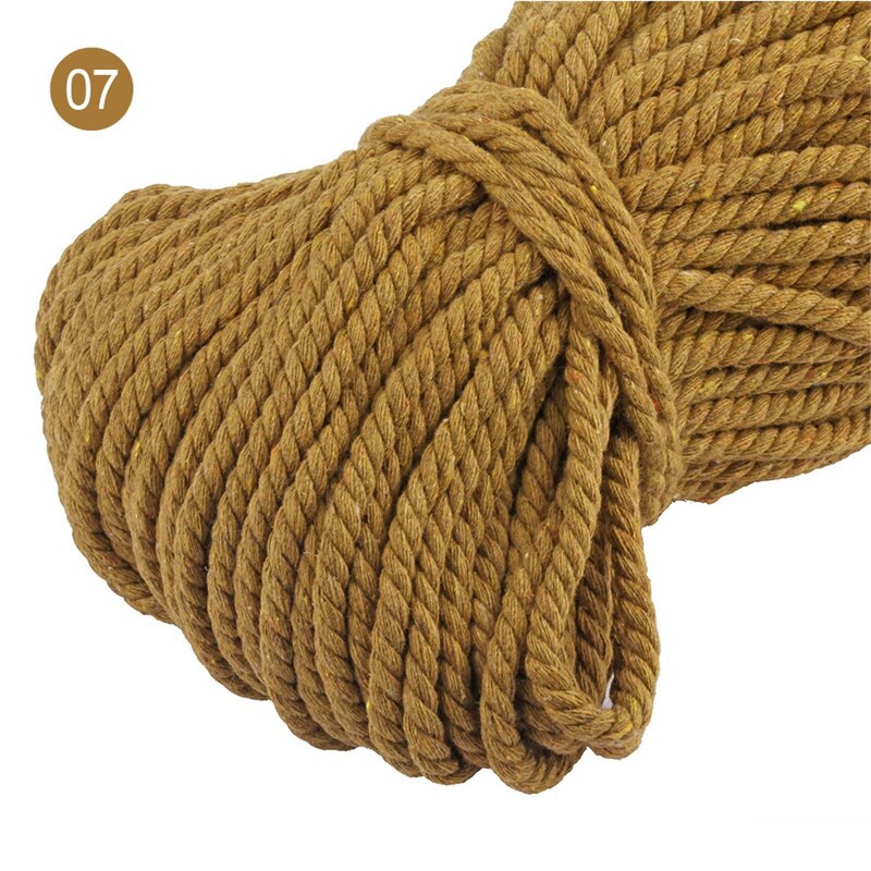 100% Katoen 3 Aandelen Twisted Katoenen Koorden 5Mm Diy Craft Decoratie Touw Katoenen Koord Voor Tas Trekkoord Riem 15 kleuren: color 07