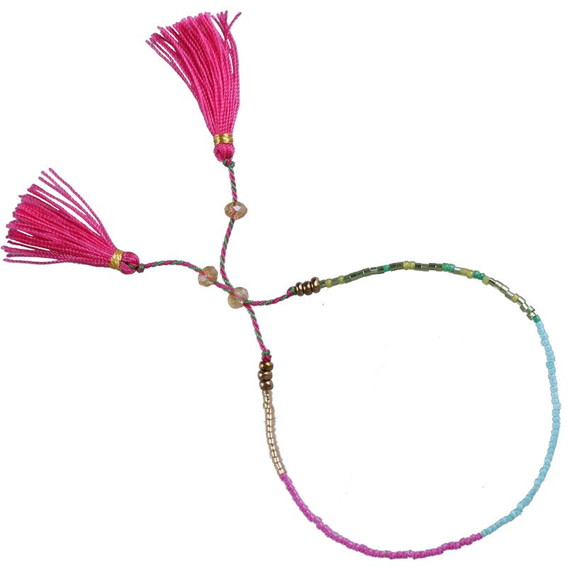 KELITCH Miyuki Samen Perlen Armbänder Quaste Freundschaft Armbänder Einstellbare wickeln Armbinde Charme Kristall Armbinde Armreifen: AZX025