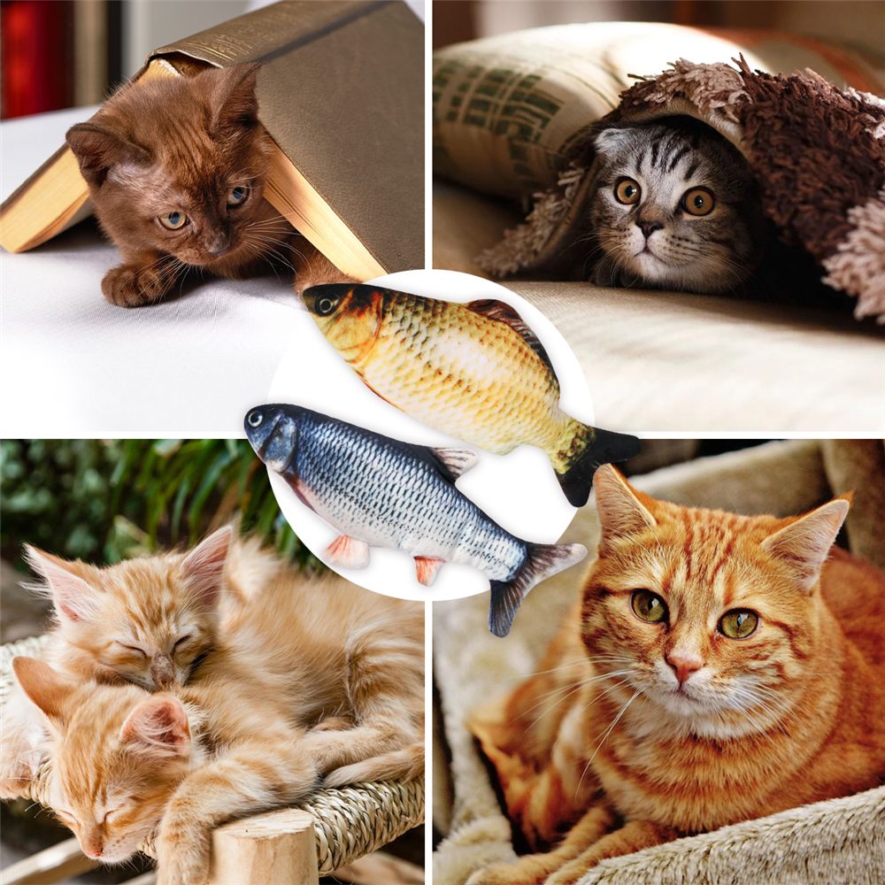 Interactive Electronic Pet Cat Toy 3D Simulation Fish Shape Catnip Toys Cat Playing Supplies