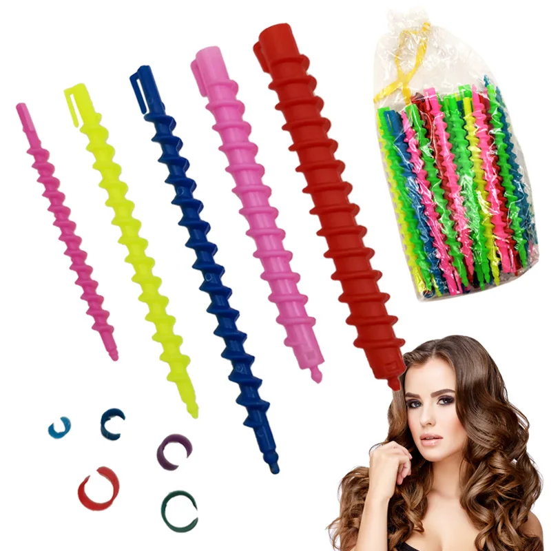 20/28 Pcs Salon Hairdressing Tools Baber Rotating Screw Plastic Styling Hair Rollers Curler Magic Spiral Perm Rod Bars