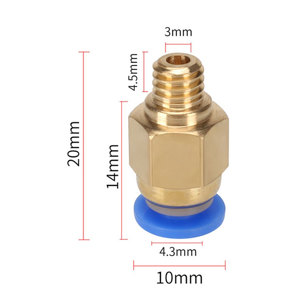 10pcs PC4-M6 raccordi rapidi diritti pneumatici dell&#39;aria per MK8 OD 4mm 2mm tubo filamento M6 alimentazione raccordo accoppiatore stampanti 3D parti