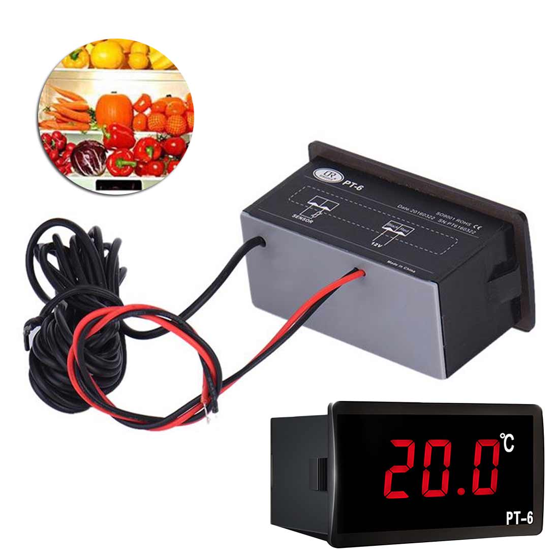 PT-6 Embedded Digital Temperature Meter Vaccine Box Thermometer withTemperature Sensor