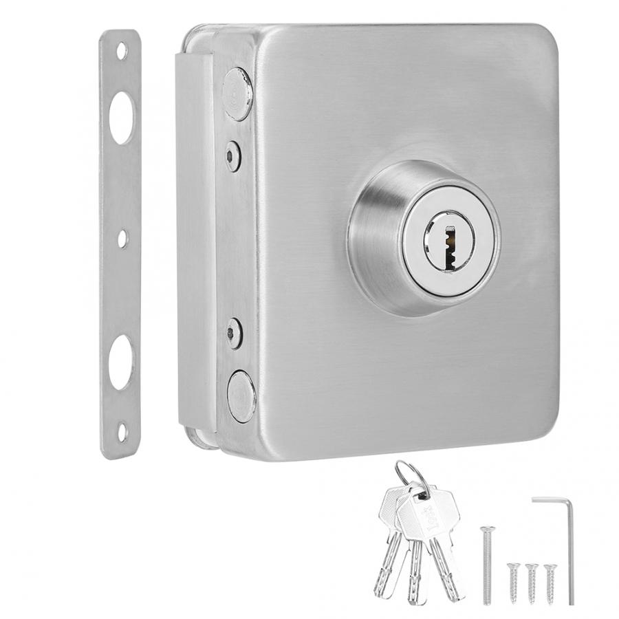 Square Single Glass Door Lock Brushed Stainless Steel Office Security Frameless Toughened Glass Door Lock Punch Free