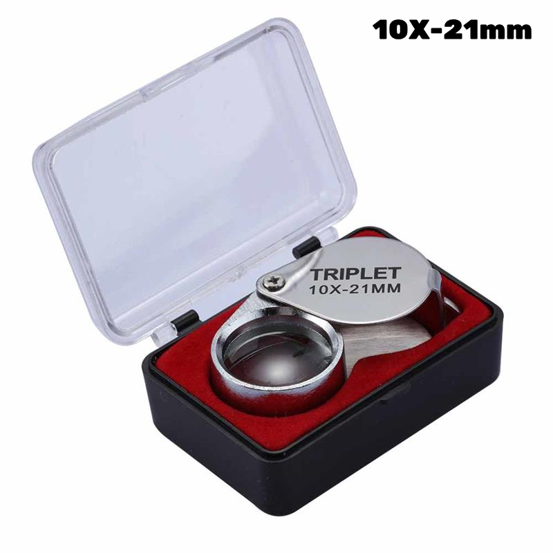 Metal Jewelry Magnifying Glass Jewelers Eye Tool Jewellery Folding Loupe Glass Lens Magnifying Triplet Glass Jewelry Diamond: black