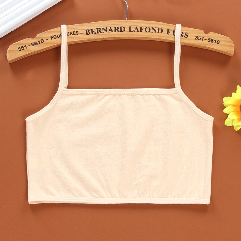 3pc/ parti børn undertøj 100%  bomuld piger tank top slik farve undertrøje piger singlet baby camisole bh toppe sport: Beige