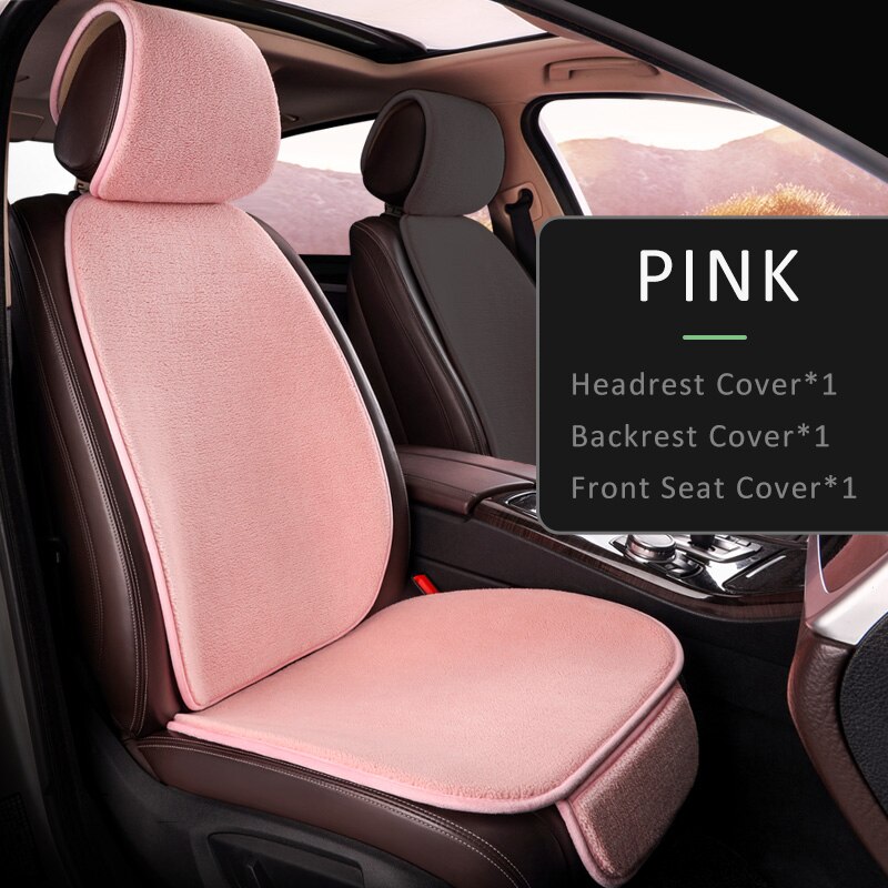 Karcle Car Seat Cover Set Backrest Headrest Cover Protector Polar Fleece Back Pad Mat Universal for Auto Interior Truck SUV: pink-3pcs