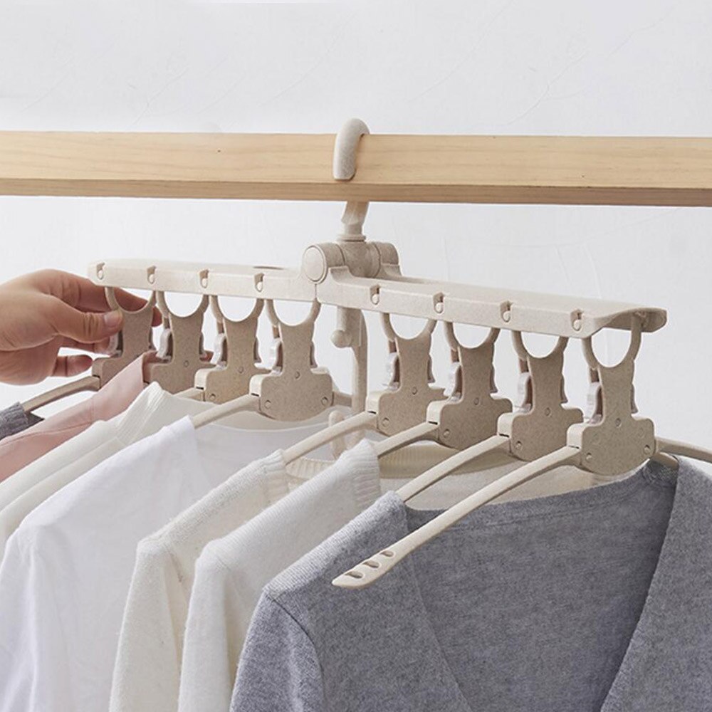 Cintre pliable en plastique multifonctionnel 8 en 1 garde-robe peu encombrante support enfants bébé: PJ6330GR