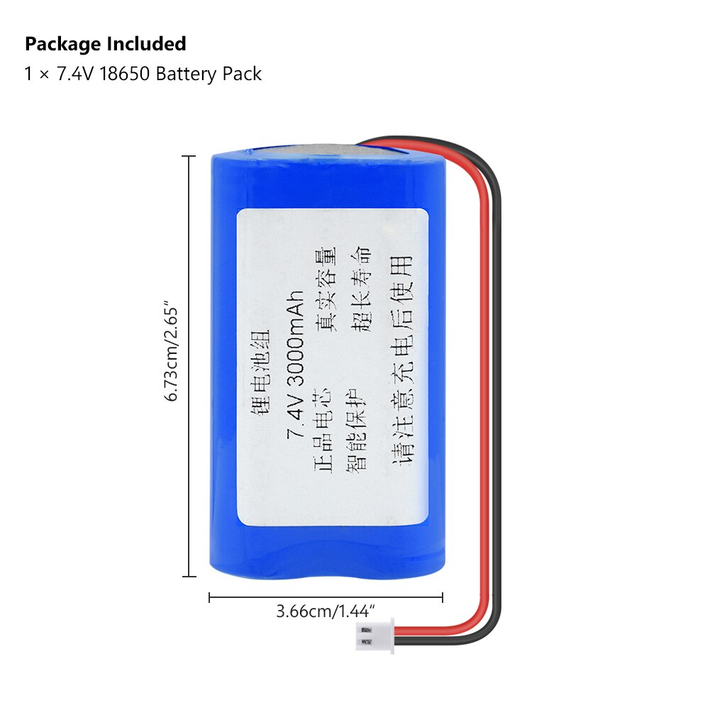 7.4v 3000mAh Bms Beschermd Lithium Ion 18650 Batterij Pack (2 stuks 18650 Li-Ion Batterijen) voor Noodverlichting Afstandsbediening