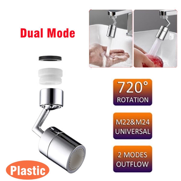 1080 ° Universele Rotatie Kraan Sproeikop Dual Effluent Wastafel Keuken Robot Arm Uitbreiding Kranen Beluchter Waskolf Nozzle: Rood