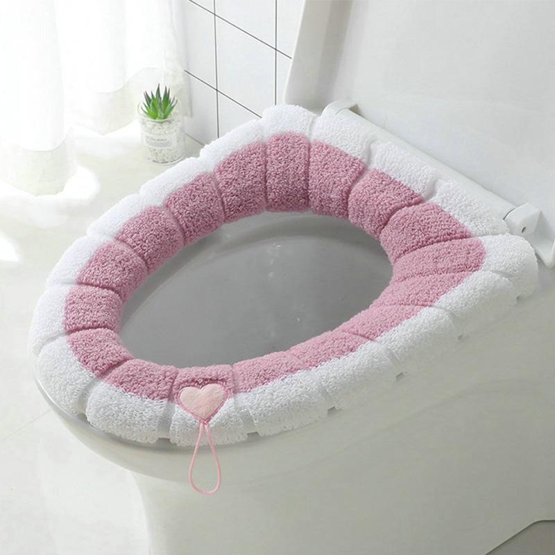 Funda para tapa de inodoro más cálida, producto de baño, sartén, cojín, almohadillas de licra, uso en juntas tóricas, inodoro cómodo al ras: pink heart