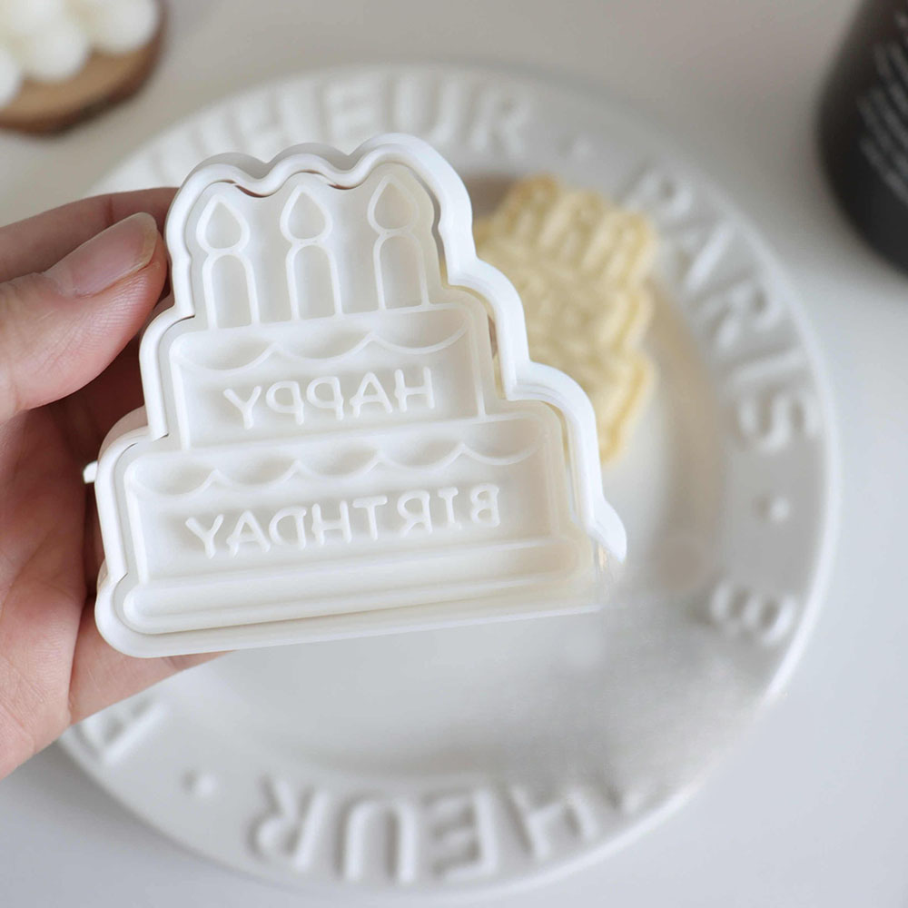 Buon compleanno Torta Formine per biscotti Stampo per biscotti pressabile Cucina fai da te Cottura Pasticceria Bakeware