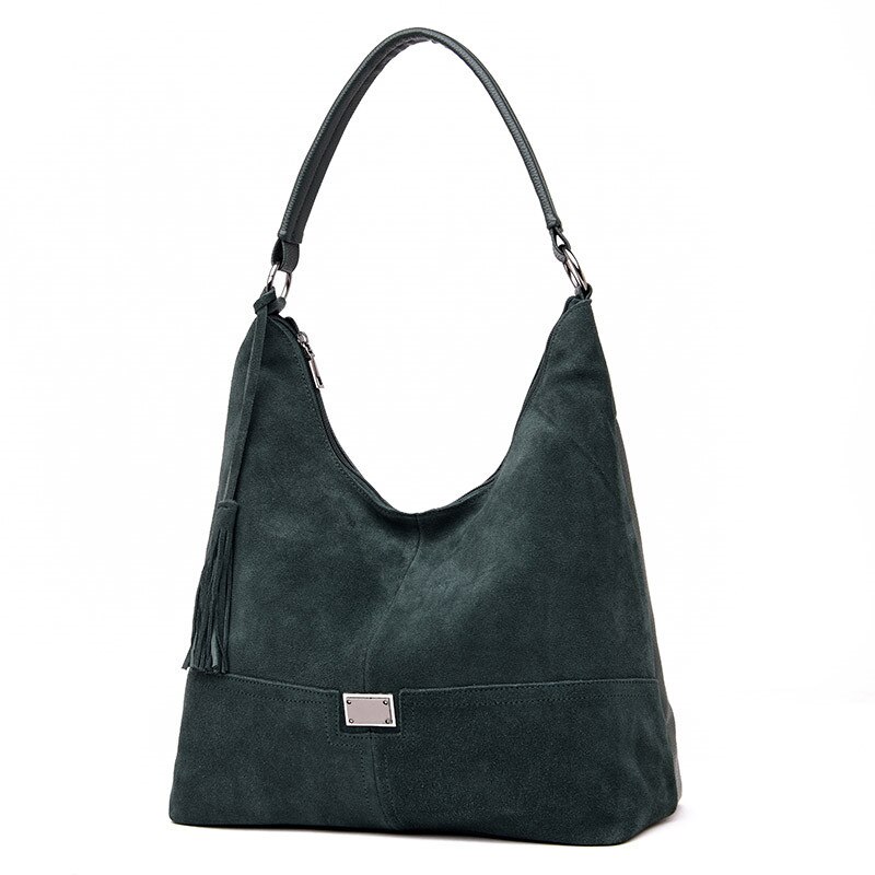 Suède Vrouwelijke Zwervers Zakken Vrouwen Schoudertas Suede & PU Leer Grote Top-handvat Tas Crossbody Handtas Casual Lady messenger Bags: Green