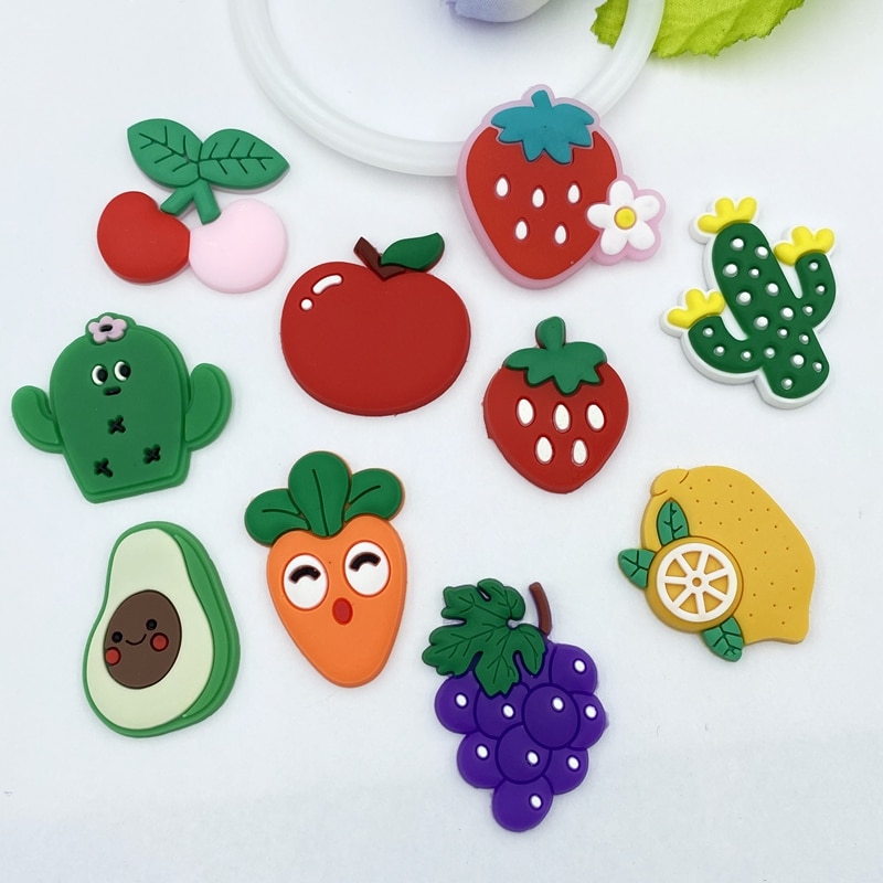 30pcs Mixed PVC lovely fruit flexible glue Flat back DIY Scrapbook Embellishment Phone Craft Decoration C03