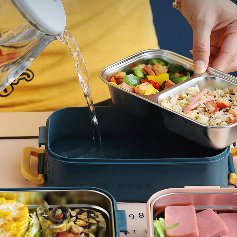 304 rustfrit stål termisk frokost kasse kontorarbejder bento boks enkelt/dobbelt lag studerende børn mad opbevaring container butik