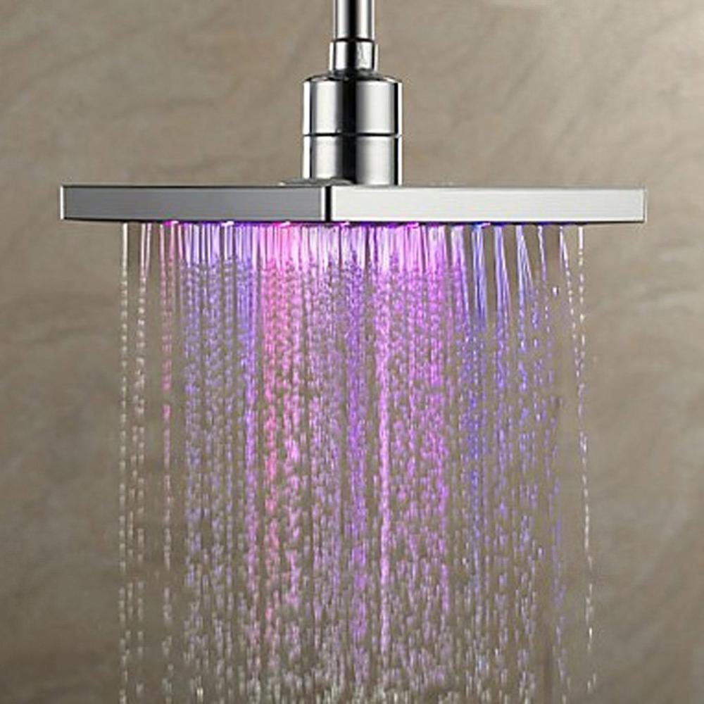 Moderne Led Color Changing Water Glow Vierkante Vorm Regen Badkamer Douchekop Badkamer Hotel Baden Romantiek Accessoire