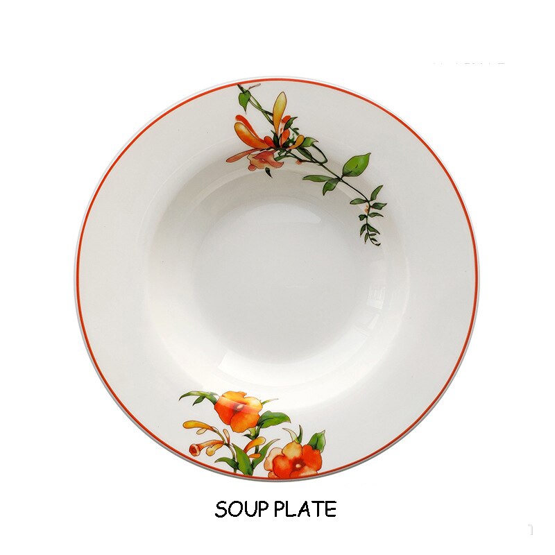 Keramisk fladt fad bøf tallerken middag værktøj kop underkop porcelæn kinesisk stil julebestik azalea botanik service 1 stk.