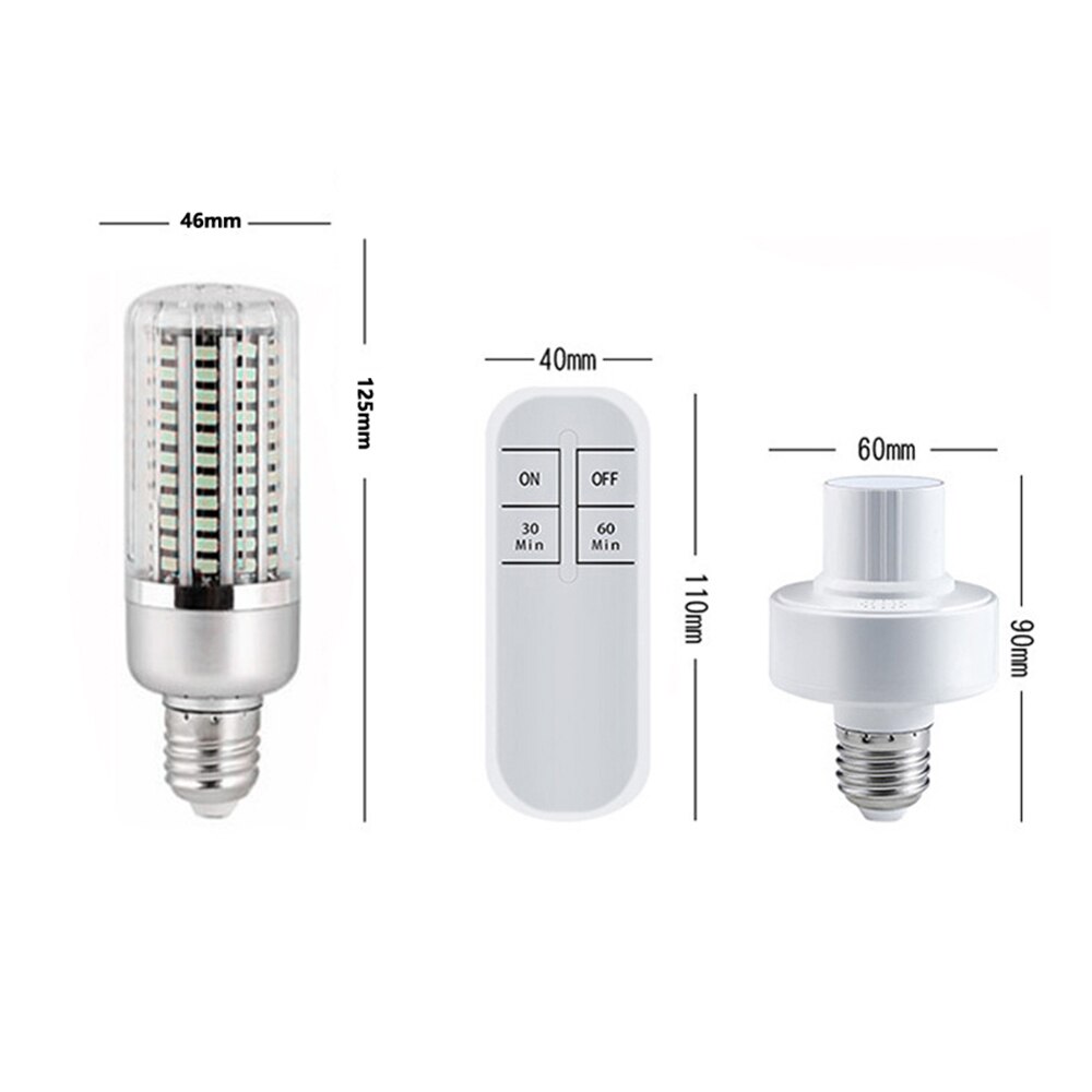 Afstandsbediening Led Ultraviolet Licht E27 E26 60W Uvc Uv Lamp Kiemdodende Sterilisator Lamp Desinfectie Lights Corn Vorm: Lamp set / AC220-240V