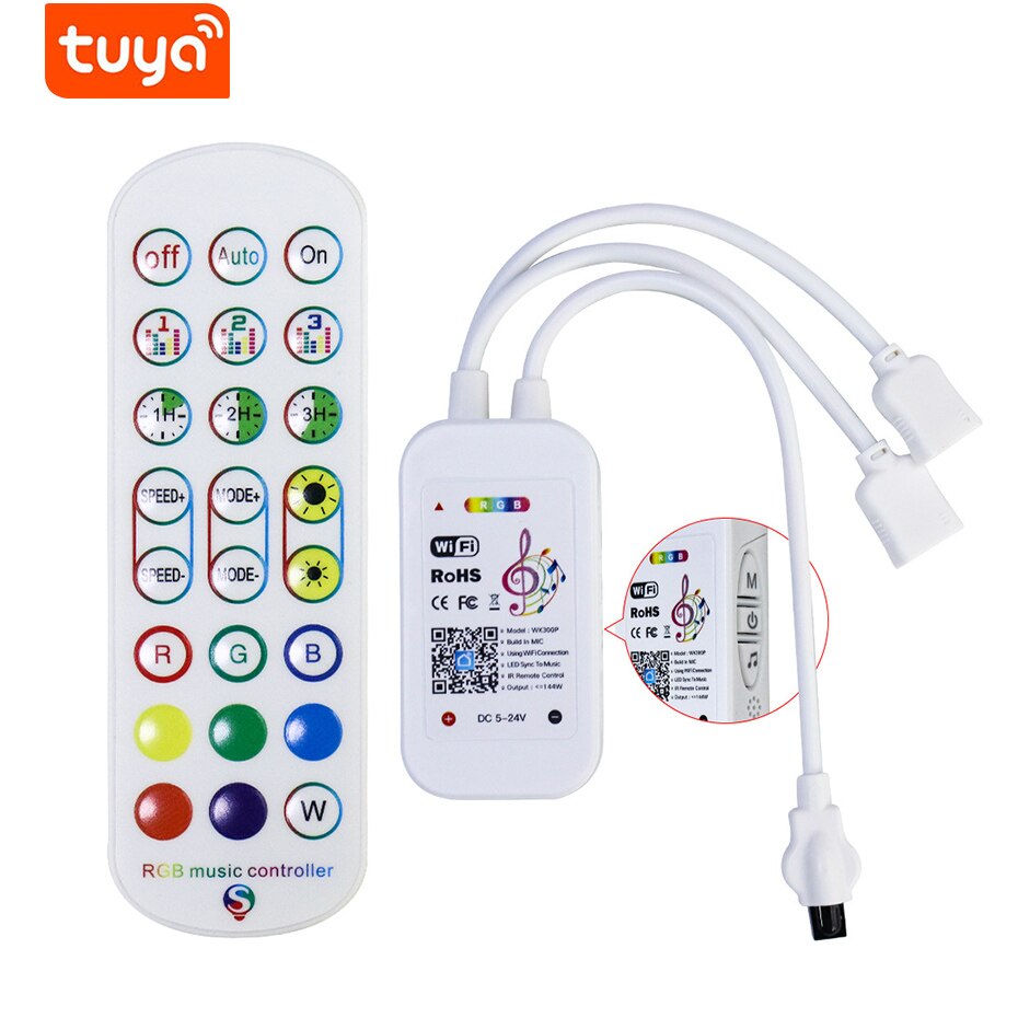 RGB Controler For 12V RGB Led Strip Light 4 Pins Infrared or Bluetooth or WiFi Tuya Controller With 24 Key 44Keys Remote Control