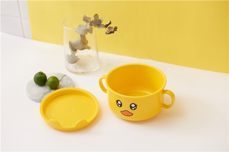 per La Tavola dei bambini Piatti per Piatti di Cibo Ciotola di Scuola Materna Vassoio del Pranzo Bottiglia per Bere Alimentazione Tazze di silicone Cucchiaio di Posate: Bowl e lid