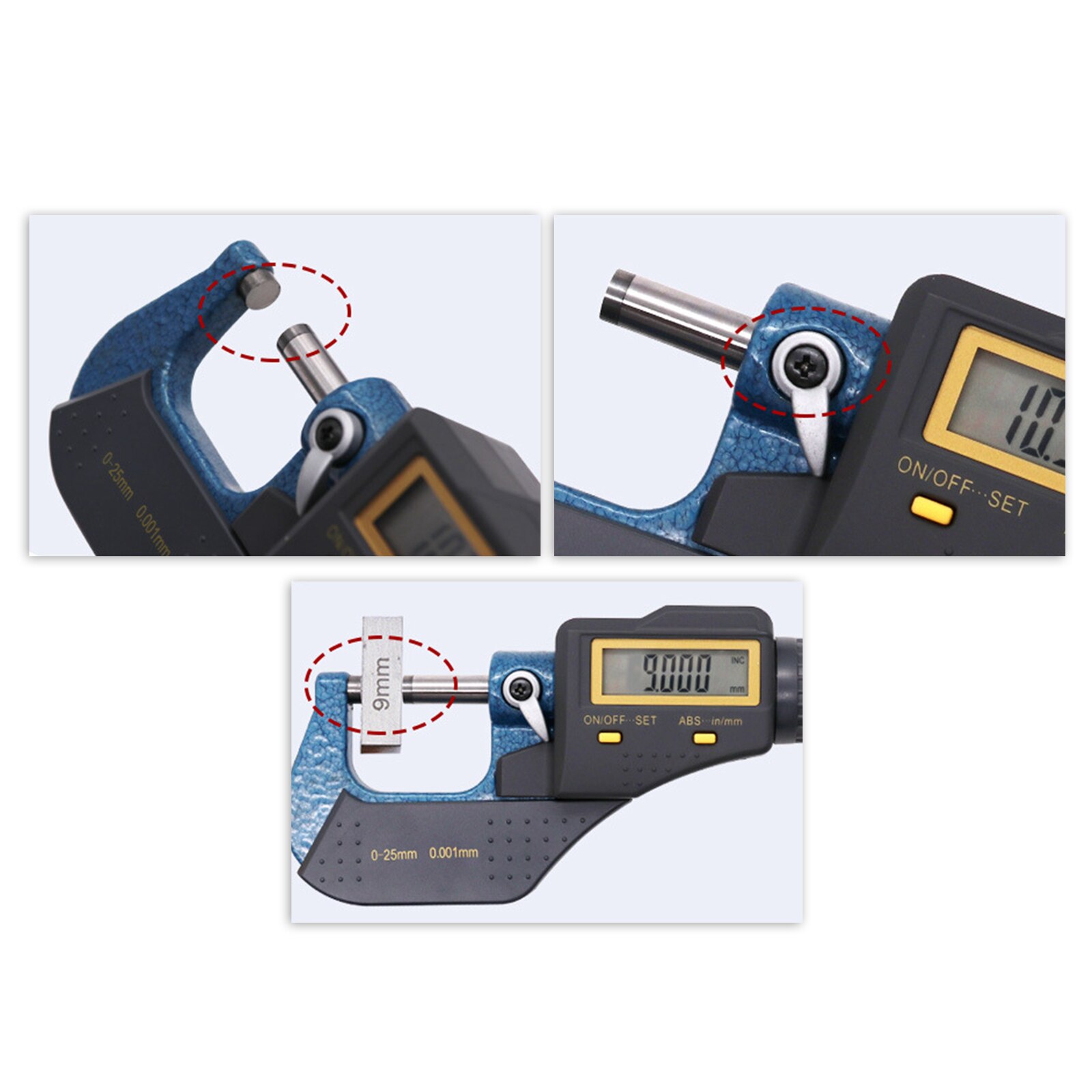 Electronic Digital Micrometer Digital Display High Precision 0.001 Spiral Micrometer Hard Protective Cover Digital Micrometer