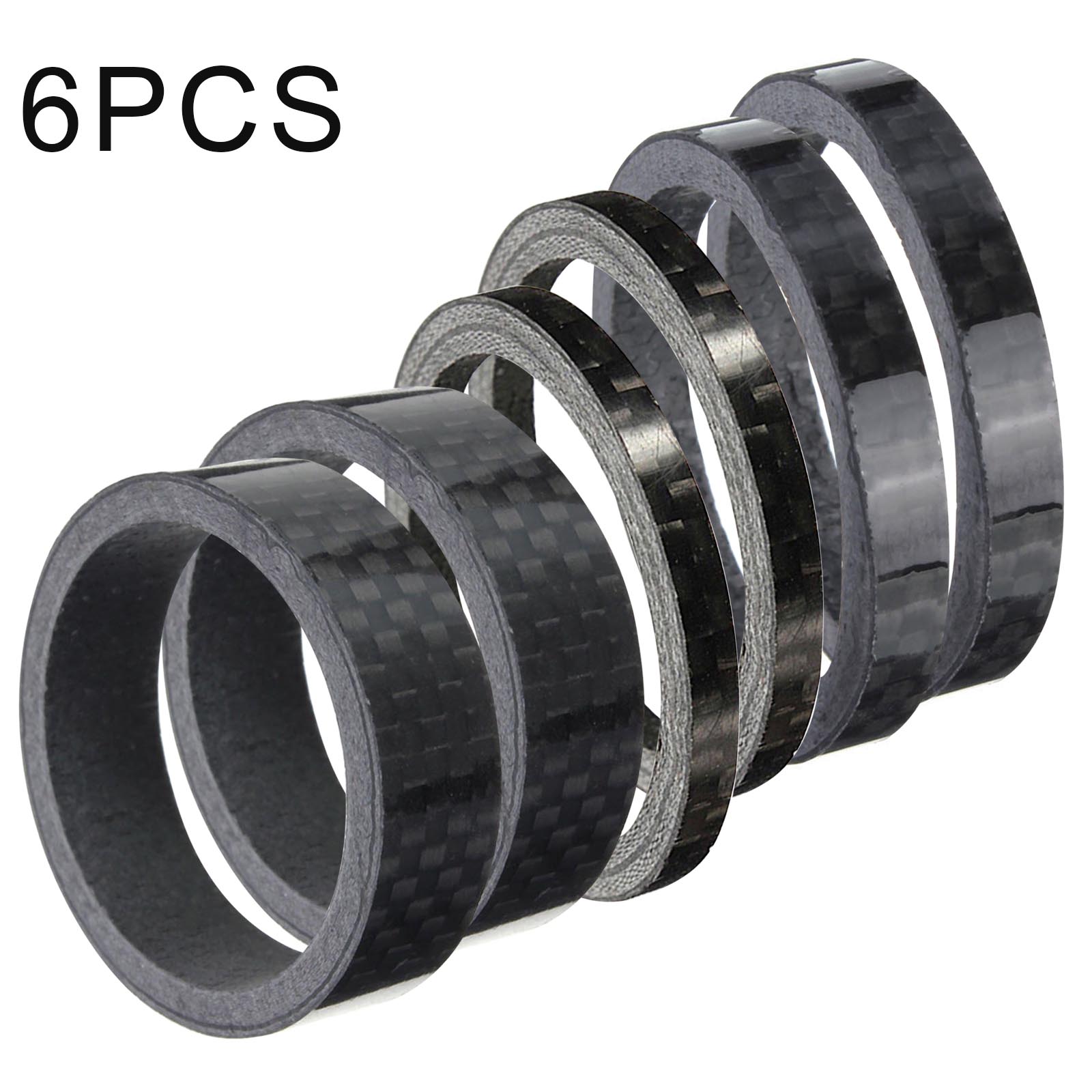 Newly 6pcs/set Carbon Fiber Bike Fork Headset Spacer Ring 3mm 5mm 10mm for Bicycles: Default Title