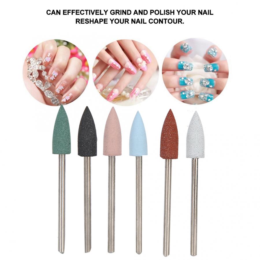 Mèches pour ponceuse à ongles, 6 pièces, tête de ponçage, élimination de la peau morte, ponçage, polissage, ensemble de têtes pour manucure et pédicure