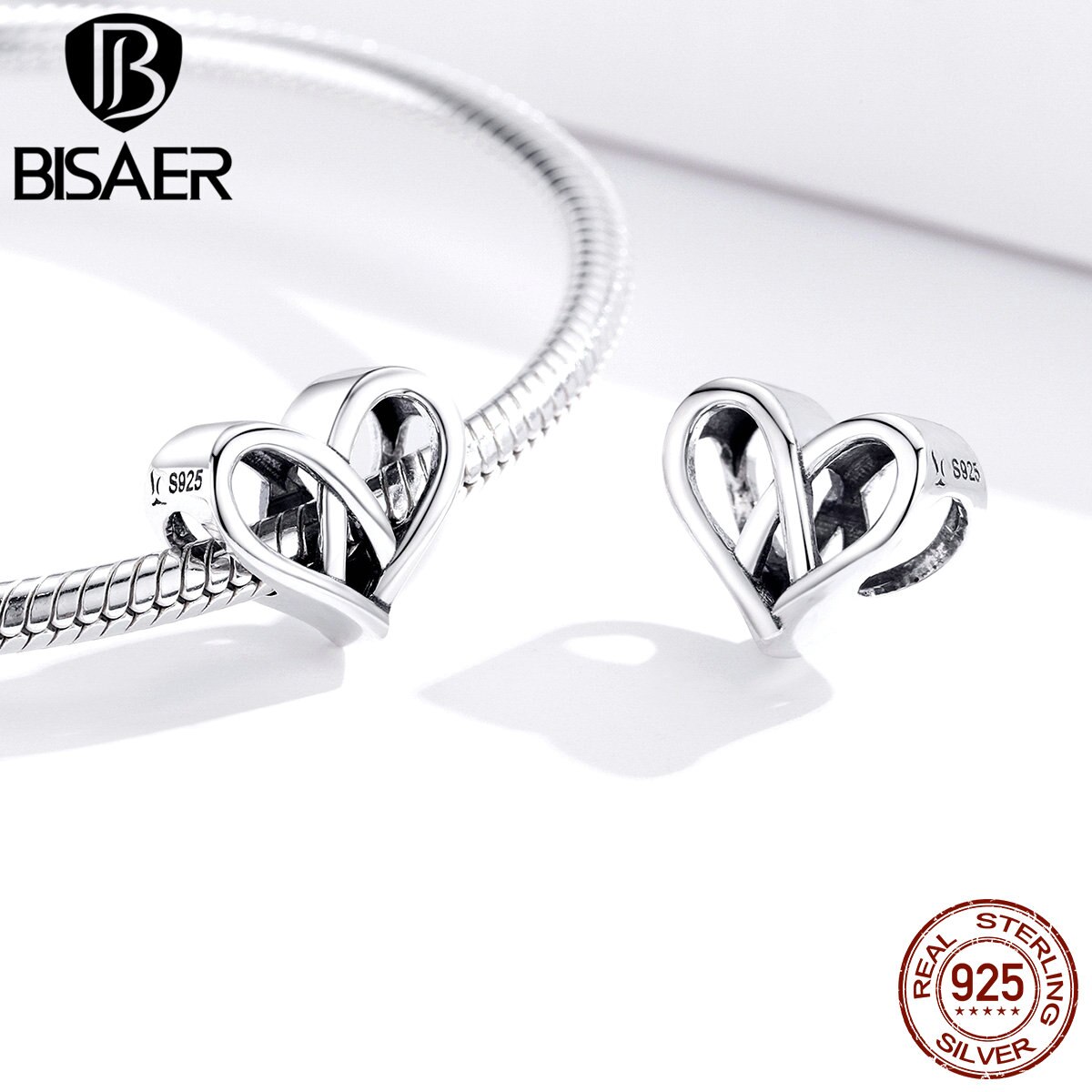 BISAER Pendenti E Ciondoli 925 Sterling Silver Cross di Cerimonia Nuziale Del Cuore Del Pendente Del Branello Braccialetti FAI DA TE Collana Per La Femmina Gioielleria Raffinata 2020 HSC1552
