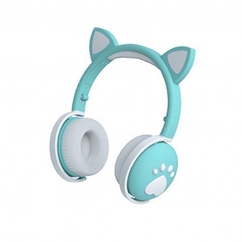 Bk1 draadloze koptelefoons voor meisjes met kattenoortjes en pootjes, bluetooth 5.0 koptelefoon met microfoon: Groente