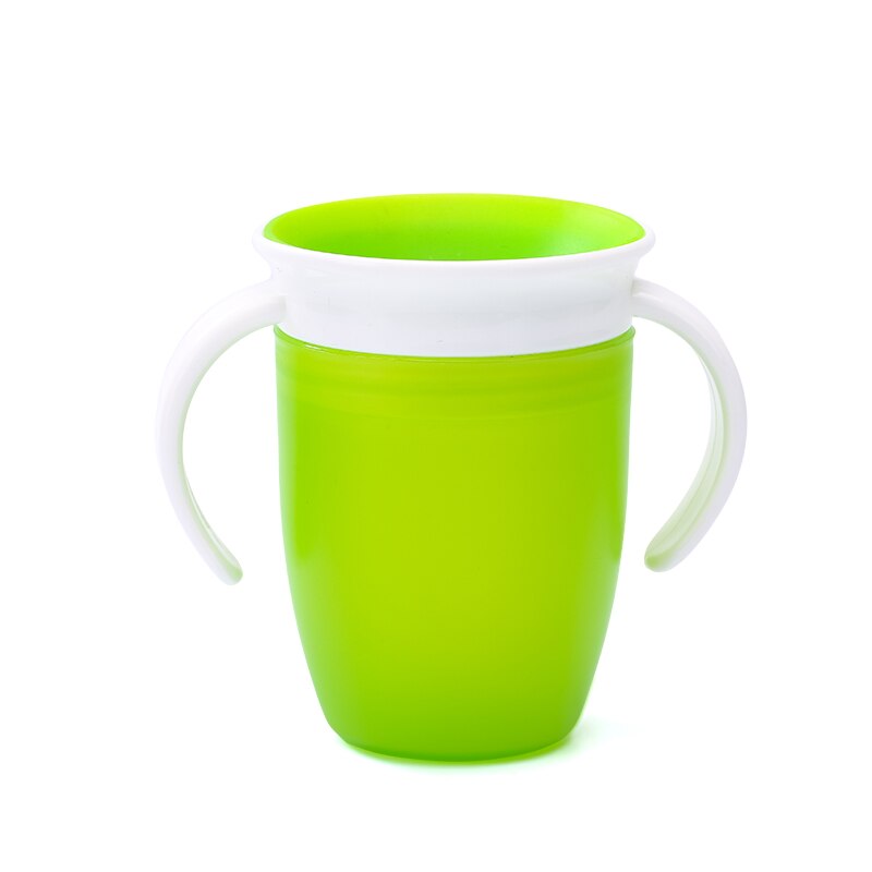 1PC 360 Degrees Can Be Rotated Baby Learning Drinking Cup With Double Handle Flip Lid LeakProof Child Water Cup Bottle 240ML: B