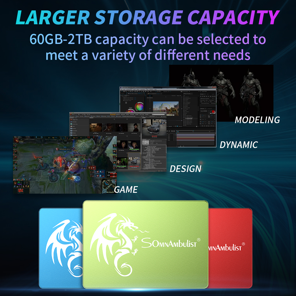 Disque dur SSD haute vitesse, capacité de 60 go, 120 go, 240 go, 480 go, 960 go, go, 2 to, pour ordinateurs portables