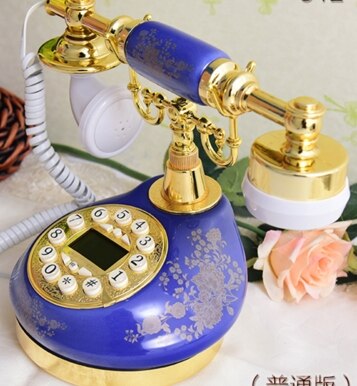 vintage telephone/ Ceramic rustic antique telephone / Handsfree/blue Backlit/Caller ID: Blue