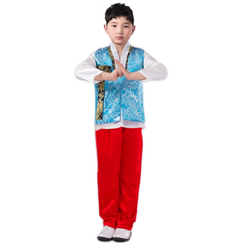 Costume traditionnel coréen pour enfants, tenue de danse pour bébés garçons, Kimono japonais: Bleu / height 150cm