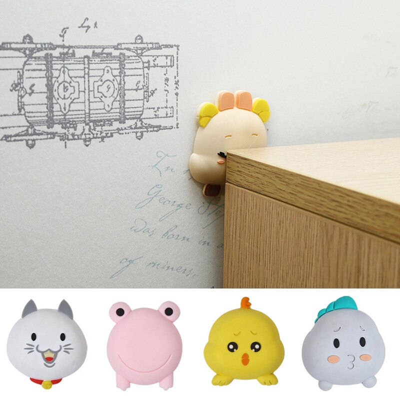 4 sztuk/zestaw samoprzylepne ściany wyciszenie naklejka na ścianę i drzwi silikonowa ochrona na zamek robić drzwi klocki pogrubienie Słodki kreskówka zwierząt zaszokować mata