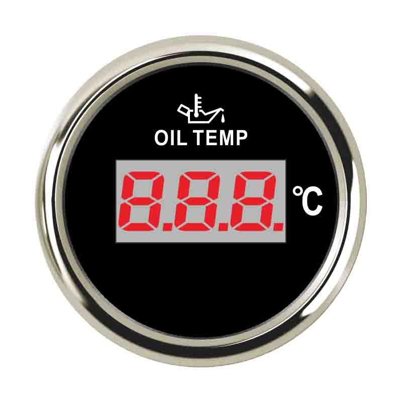 52 mm Digital Öl Temperatur Messgerät 50 ~ 150 Grad LCD Anzeige Auto Stiefel Öl Temperatur Meter passen 12 ~ 24V: Schwarz Silber- Messgerät