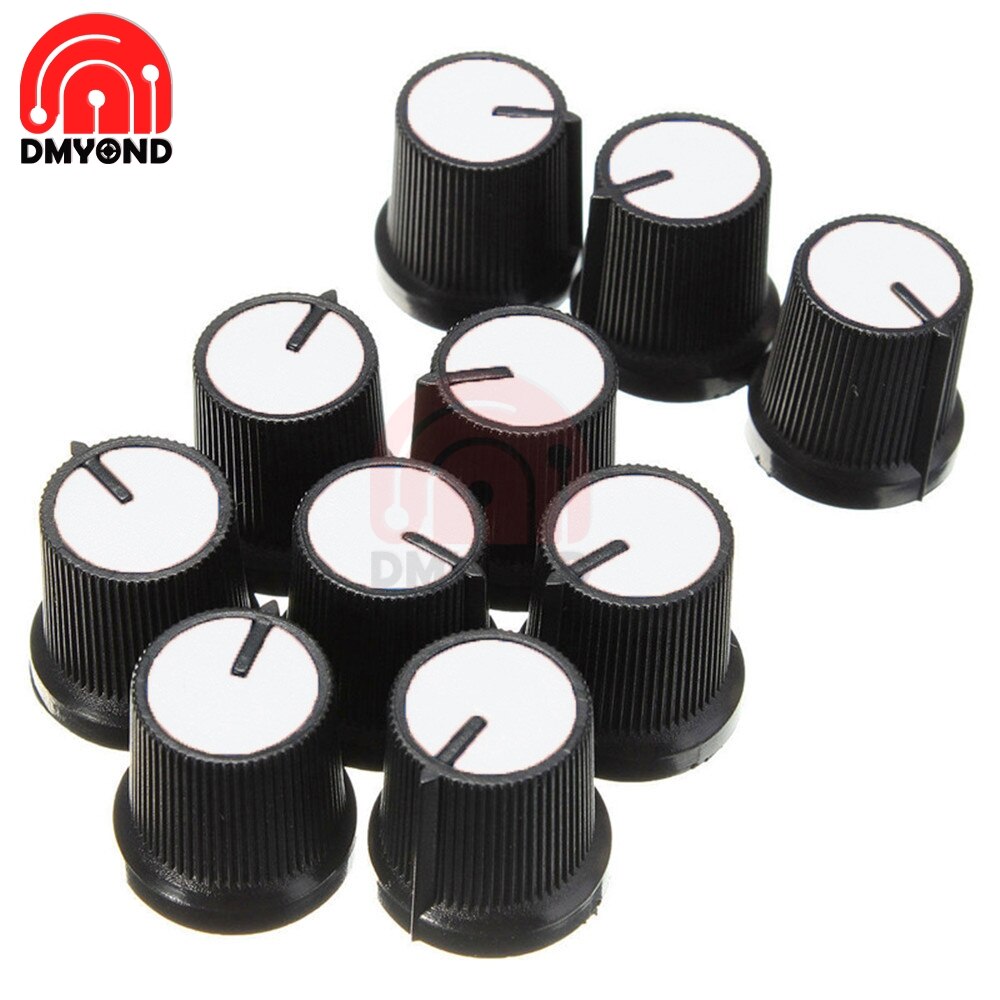 Lot de 20 boutons en plastique pour potentiomètre rotatif conique, trou de contrôle du volume, capuchons noirs, diy 6mm pour  wh148: Blanc