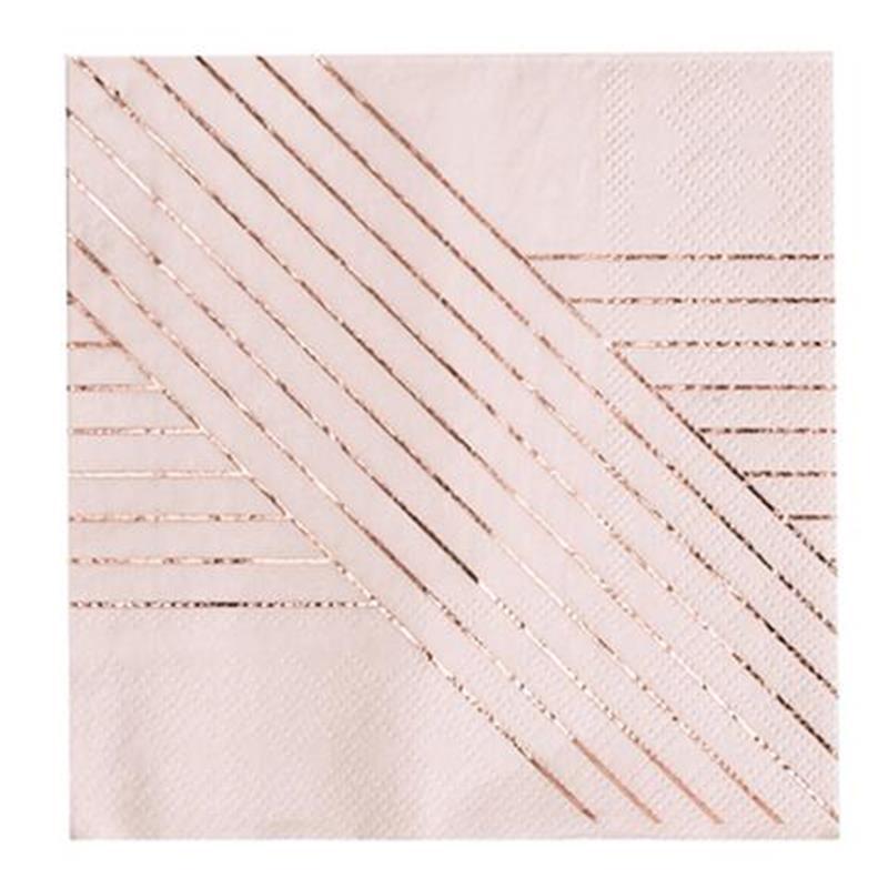 Rose Gold Wedding Party Disposable Tableware Set Paper Plates Napkins Party Tableware Decor for Wedding Birthday Party Supplies: 16pcs Napkin