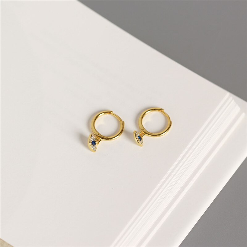 CANNER Gold Color Small Hoop Earrings for Women Girls 925 Silver Mini Circle Earrings Jewelry Zircon Star Earings H50: shape7