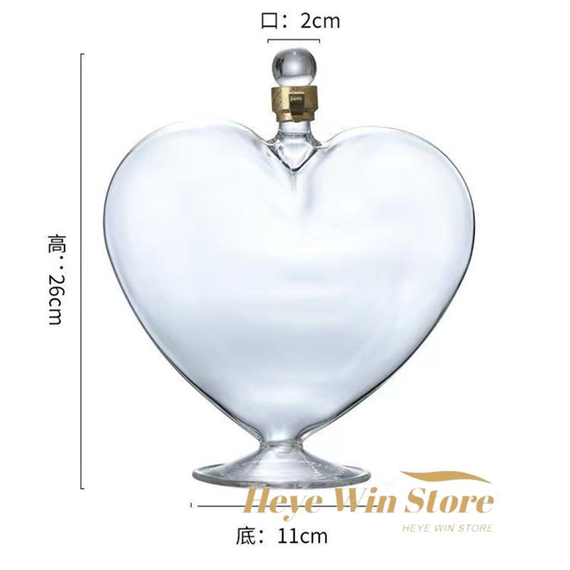 Mode Wijn Karaf Dispenser Hartvormige Wijnfles Verzegelde Whisky Wodka Sake Karaf Decoratie Heupfles Kruik