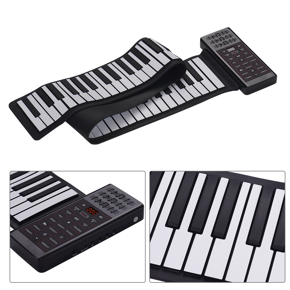 Piano eléctrico portátil con 88 teclas enrolladas, teclado Digital multifunción, altavoz incorporado, batería de litio recargable