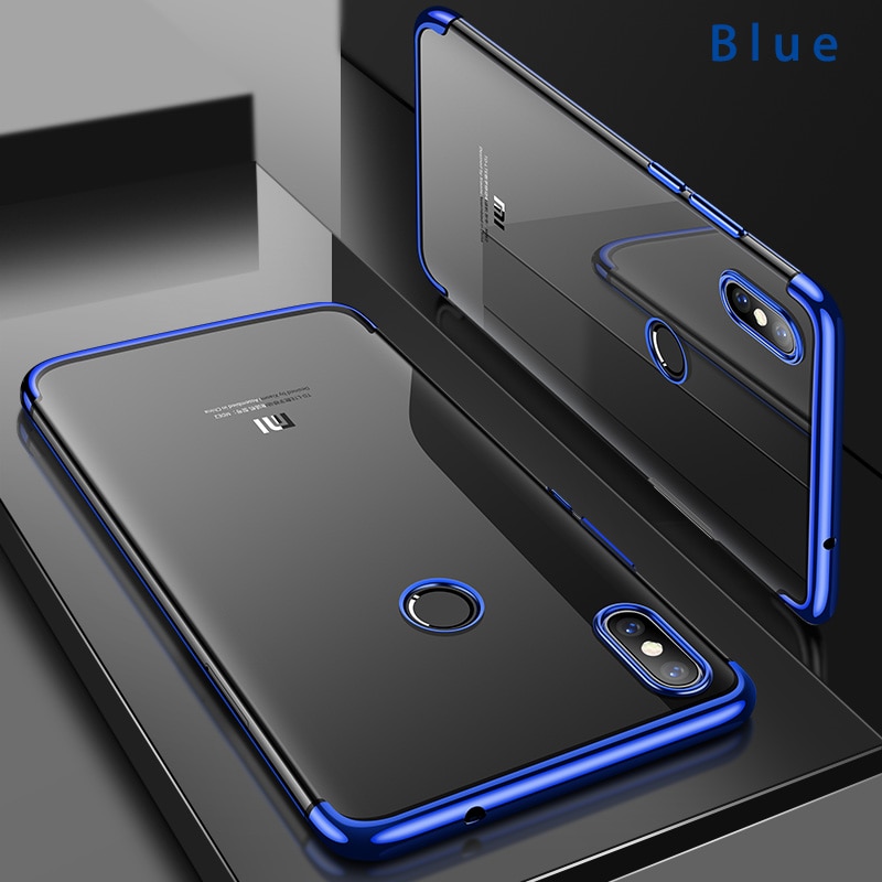 Luxury Original Phone Cases for Xiaomi Mi 8 Mi8 SE Soft TPU Ultra Thin Transparent Plating Back Cover for Xiaomi 8 Lite Explorer: Xiaomi Mi 8 / Blue